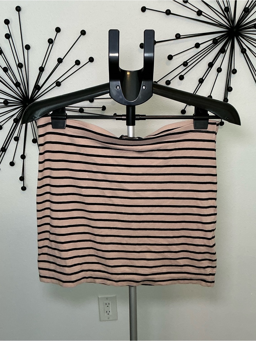H&M Black Stripe Beige Mini Skirt Size Medium